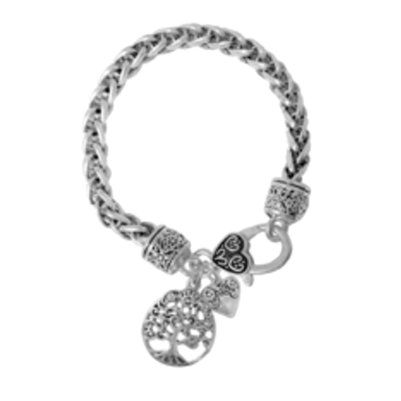 Antique Jewelry - Antique Metal Tree of life Heart Charm Bracelet